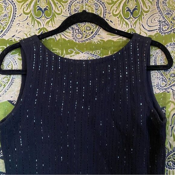 St. John Evening Black Sleeveless Embellished Knit Blouse Size Small - Picture 9 of 12